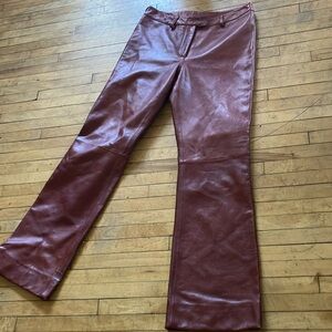 Women's Brown Leather Pants Vakko gorgeous brown